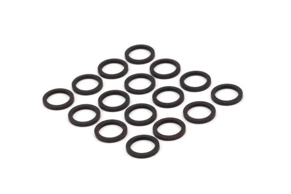 Black Circle Ring - 100 Oxidized Brass Black Circle Ring Findings (8mm) S467