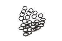 Black Hexagon Charm, 50 Oxidized Brass Black Hexagon Ring Charms (8x1mm) BS 1219 S516