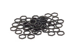 Black Hexagon Charm, 50 Oxidized Brass Black Hexagon Ring Charms (8x1mm) BS 1219 S516