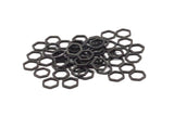 Black Hexagon Charm, 50 Oxidized Black Brass Hexagon Ring Charms (8x1mm) BS 1219 S175