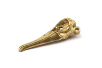Bird Skull Charm, 4 Raw Brass Bird Skull Necklace Pendants with 1 Loop (34x10x9mm) N0487