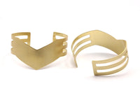 Brass Chevron Cuff, 2 Bracelet Cuff Bangles (19x151x0.80mm) BRC 170