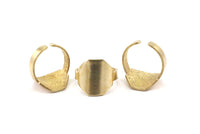 Brass Hexagon Ring - 4 Raw Brass Adjustable Hexagon Ring N109