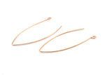 Rose Gold Earring Wires, 6 Rose Gold Plated Brass Earring Wires (50x0.70mm) Q0169