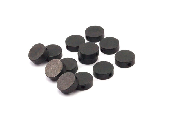 Black Spacer Beads, 25  Oxidized Brass Black Spacer Connectors, Round Beads (8x3mm) D0128 S482