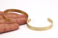 Raw Brass Blank - 4 Raw Brass Cuff Bracelet Blank Bangles With 2 D Shaped Holes (8x145x1mm) Brc192