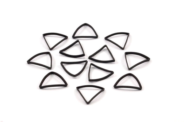 Black Triangle Charm - 50 Oxidized Brass Black Open Cambered Triangle Ring Charms (12x0.5x0.8mm) S483