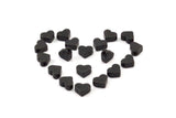 Black  Heart Bead, 50 Oxidized Brass Black Heart Beads, Charms (7x6mm) S479