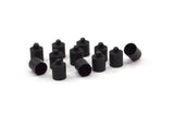 Black Leather Cord End, 40 Oxidized Brass Black Barrel End With Loop - Leather Cord Ends  (9x13mm) Bs-1657 S510