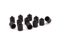 Black Leather Cord End, 40 Oxidized Brass Black Barrel End With Loop - Leather Cord Ends  (9x13mm) Bs-1657 S510