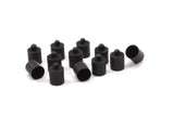 Black Leather Cord End, 40 Oxidized Brass Black Barrel End With Loop - Leather Cord Ends  (9x13mm) Bs-1657 S510
