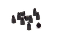 Black Leather Cord End, 50 Oxidized Brass Black Barrel End With Loop - Leather Cord Ends  (5x8.7mm) BS 1660 S508