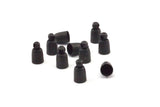 Black Leather Cord End, 50 Oxidized Brass Black Barrel End With Loop - Leather Cord Ends  (5x8.7mm) BS 1660 S508