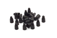 Black Leather Cord End, 50 Oxidized Brass Black Barrel End With Loop - Leather Cord Ends  (5x8.7mm) BS 1660 S508