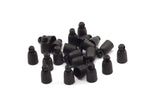 Black Leather Cord End, 50 Oxidized Brass Black Barrel End With Loop - Leather Cord Ends  (5x8.7mm) BS 1660 S508