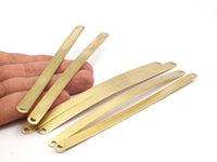 145mm Stamping Blank, 5 Raw Brass Bracelet Stamping Blanks With 2 D Shaped Holes ( 8x145x1mm) D0381