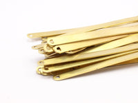 145mm Stamping Blank, 5 Raw Brass Bracelet Stamping Blanks With 2 D Shaped Holes ( 8x145x1mm) D0381