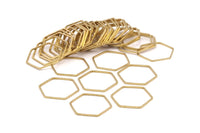 Hexagon Ring Charm, 50 Raw Brass Hexagon Shaped Ring Charms (20x0.80mm) BS 1175