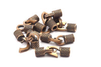 Leather Hook Caps, 2 Oxidised Bronze Leather Cord Ends, Hook Ends For 4mm Leather Cord (17.5x14x7mm) N0313