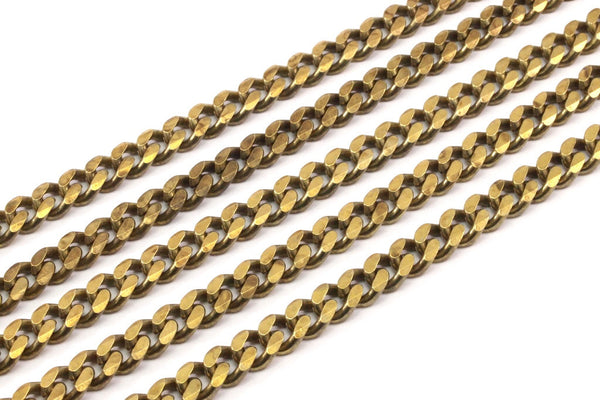 Big Link Chain, 1M Huge Faceted Raw Brass Soldered Chain (9.5x7mm) 1 Meter -3.3 Feet  W12