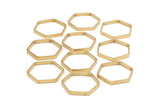 Brass Hexagon Charm, 25 Raw Brass Hexagon Ring Charms (18x0.8x2mm) BS 1185