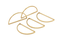 Brass Half Moon - 24 Raw Brass Semi Circle Connectors (15x30x1mm) D0011