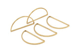 Brass Half Moon - 24 Raw Brass Semi Circle Connectors (15x30x1mm) D0011