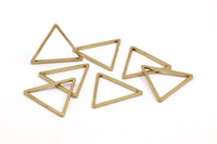 Brass Triangle Charm, 25 Raw Brass Open Triangle Ring Charms (24x1.2mm) D0110