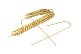 Alloy Earring Wires, 12 Alloy Brass Plated Earring Wires (60x0.75mm) D0145