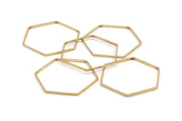 Hexagon Ring Charm, 50 Raw Brass Hexagon Shaped Ring Charms (25x0.6x0.9mm) BS 1206
