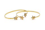 Brass Star Cuff, 2 Raw Brass Wire Bracelet Brc233