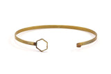 Hexagon Bracelet, Minimalist Bracelet, Honeycomb Cuff, 2 Raw Brass Wire Bracelets with Hexagon Locker  BRC240