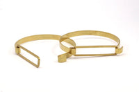 Brass Cuff Rectangle Connector, 2 Raw Brass Open Cuff With Rectangle Connector Brc157