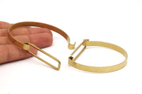 Brass Cuff Rectangle Connector, 2 Raw Brass Open Cuff With Rectangle Connector Brc157