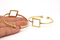 Brass Square Cuff, 2 Raw Brass Square Bracelets BRC162