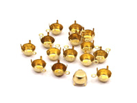 Round Prong Setting, 100 Raw Brass Round 1 Loop, 4 Prong Settings for SS34  7mm/7.20mm Rhinestones S396