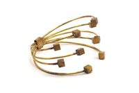 Bohemian Brass Bracelet, 2 Raw Brass Multiple Wire Bracelets with Square Endings BRC247