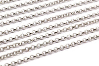 Ball Chain, Rolo Chain, Silver Tone Soldered Brass Rolo Ball Chain (2mm) Mb 8-23