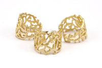 Boho Lace Ring - 2 Raw Brass Adjustable Bohemian Modern Lace Rings N146