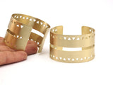 Triangle Statement Bracelet - 2 Raw Brass Triangle Textured Cuff Bracelet Blanks Bangle with Stripes (40x152x0.80mm) V009