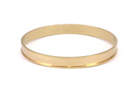 Brass Channel Bracelet -2 Raw Brass Channel Bangle Settings -Glue On- (6x66.5mm) V031