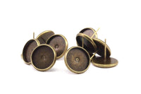 12mm Tray Cabochon Earring, 1000 Antique Bronze Earring Posts 12mm Pad, Ear Studs Cabochon Setting D0190