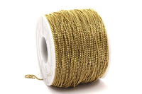 1mm Brass Ball Chain, 95 Meters (1mm) Raw Brass Faceted Ball Chain - Brs 4 ( Z006 )