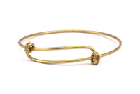 Boho Wire Bracelet, Raw Brass Wire Bracelets -Adjustable- (1.6x65mm) V060