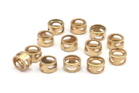 Brass Bead For Leather, 12 Raw Brass Beads For Leather Cord Bracelets (8x4.5mm) Y079