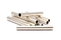 Industrial Long Tube, 6 Pcs Antique Silver Plated Brass Industrial Long Tube Beads (5x40mm) R032 H0113