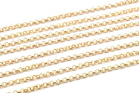 Raw Brass Rolo Chain, Soldered Rolo Chain (2mm) RB 8-17