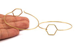 Wire Hexagon Bracelet, 10 Raw Brass Hexagon Wire Bracelets Brc199