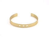 Triangle Cuff Blank - 2 Raw Brass Triangle Textured Cuff Bracelet Blanks Bangle Without Holes (8x152x1mm) V025