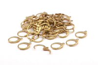 Brass Earring Clasp, 50 Raw Brass Leverback Earring Clasps (12x14mm) (bs1100)--  A0897